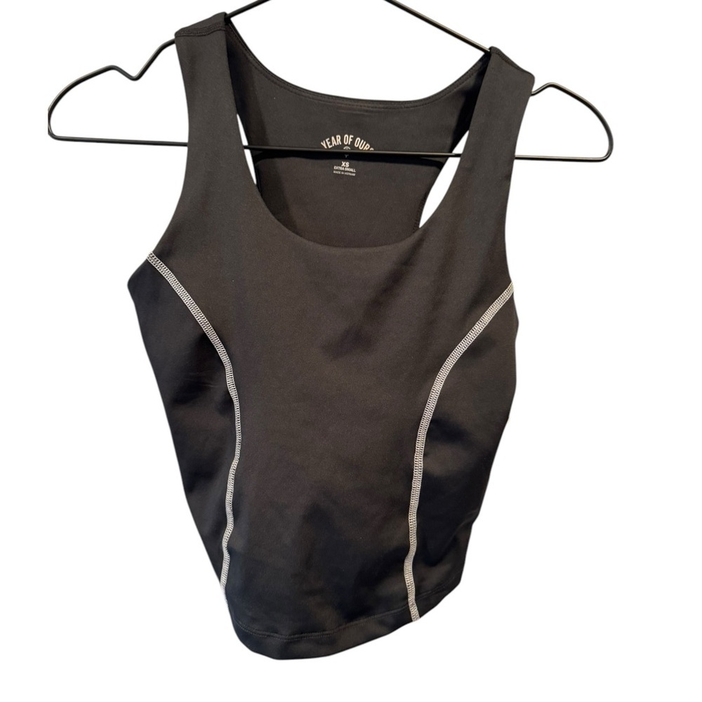 Year of Ours Tread Crop Top Racerback Black White XS - Picture 4 of 6